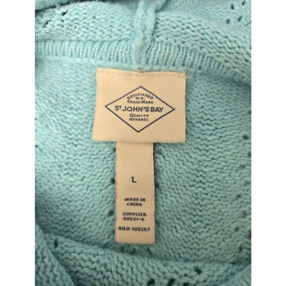 St. Johns Bay Sweater Sz L Turquoise - Picture 5 of 6